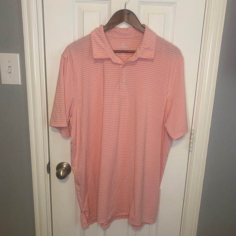 Southern Tide Mens XXL brrr Driver Performance Polo Shirt Striped Pink White